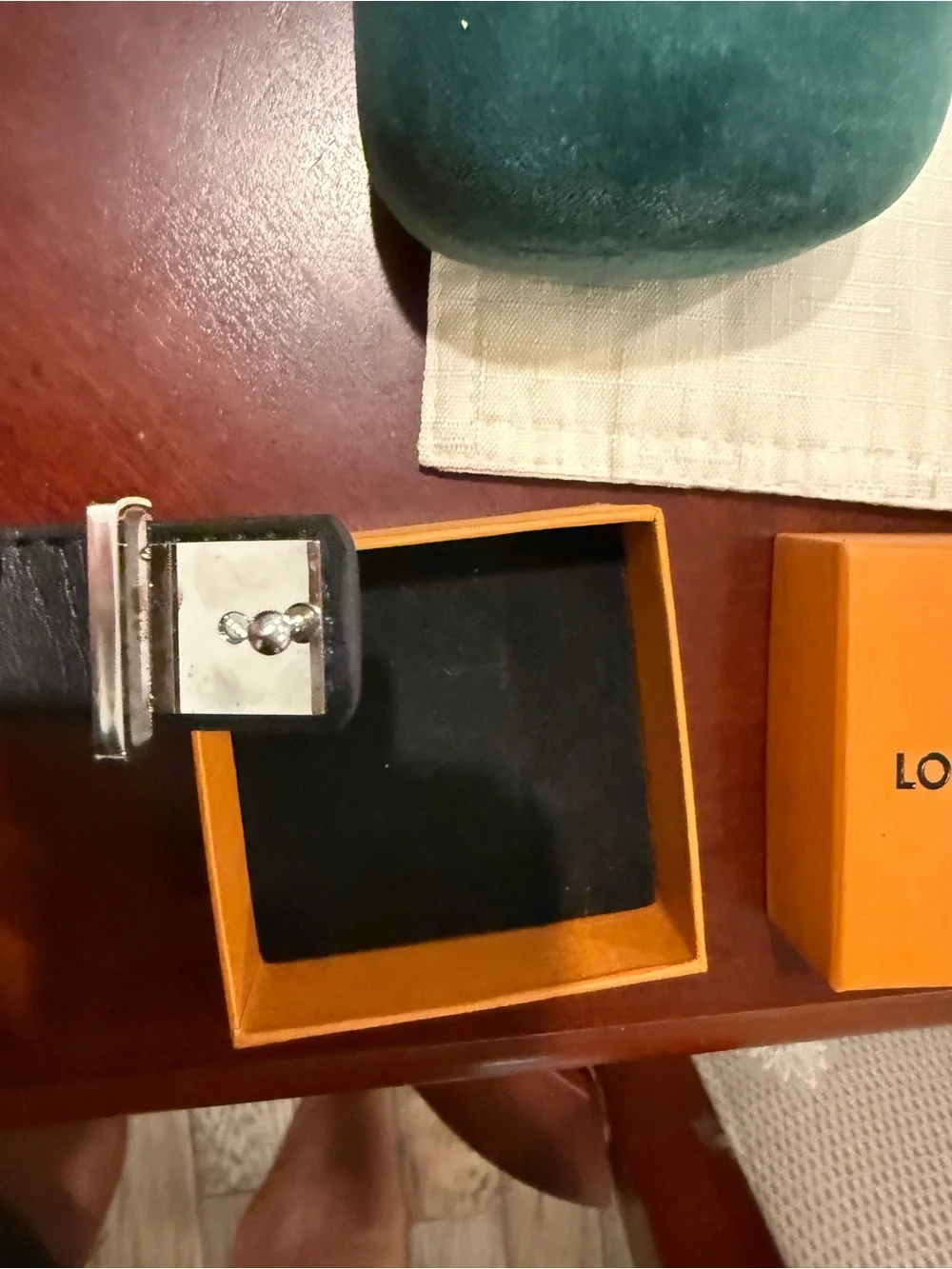 Louis Vuitton Black Monogram Bracelet with Silver LV Hardware
